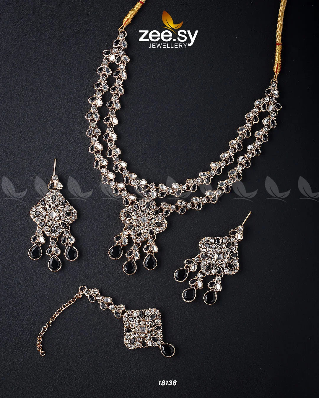 Juggan Necklace Set Golden Black - Zeesy Jewellery