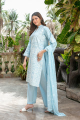 Hinza By Tawakkal Stitched 3 Piece Emb Jacquard Lawn Suit-D-1842