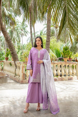 Hinza By Tawakkal Stitched 3 Piece Emb Jacquard Lawn Suit-D-1844