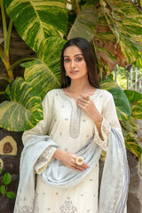 Hinza By Tawakkal Stitched 3 Piece Emb Jacquard Lawn Suit-D-1845