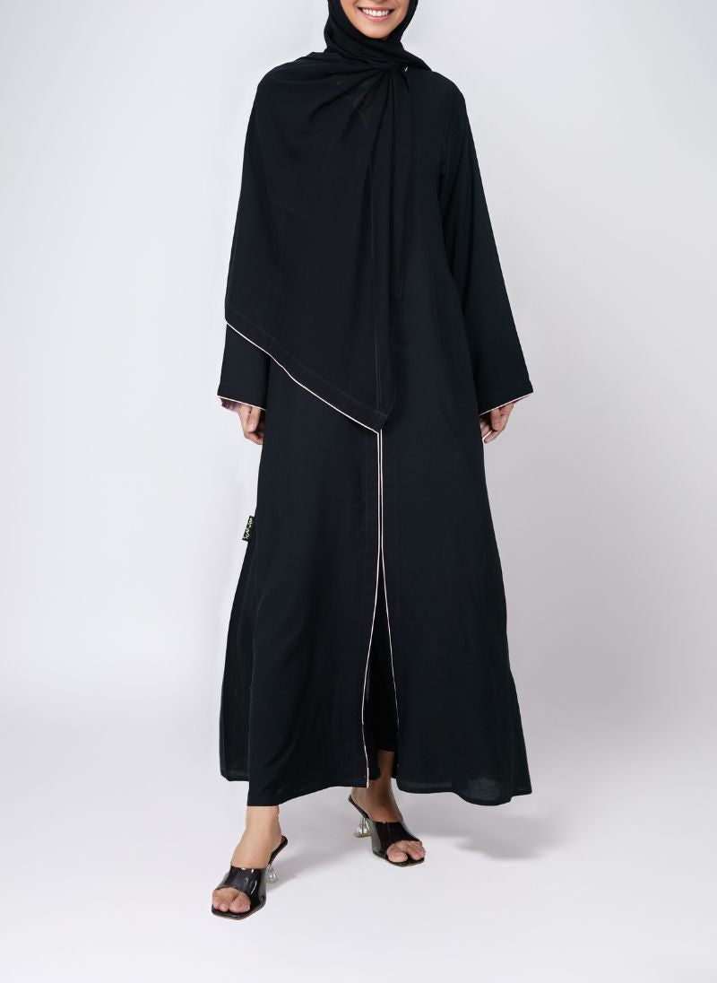 Hijab Ul Hareem Pippin Style Black Abaya - 0116-R