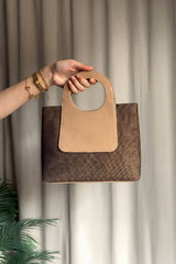 Fineur Halo Jute Shoulder Bag - Dark Brown