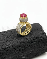 Royal High Setting Wide Ring Ruby - Zeesy Jewellery