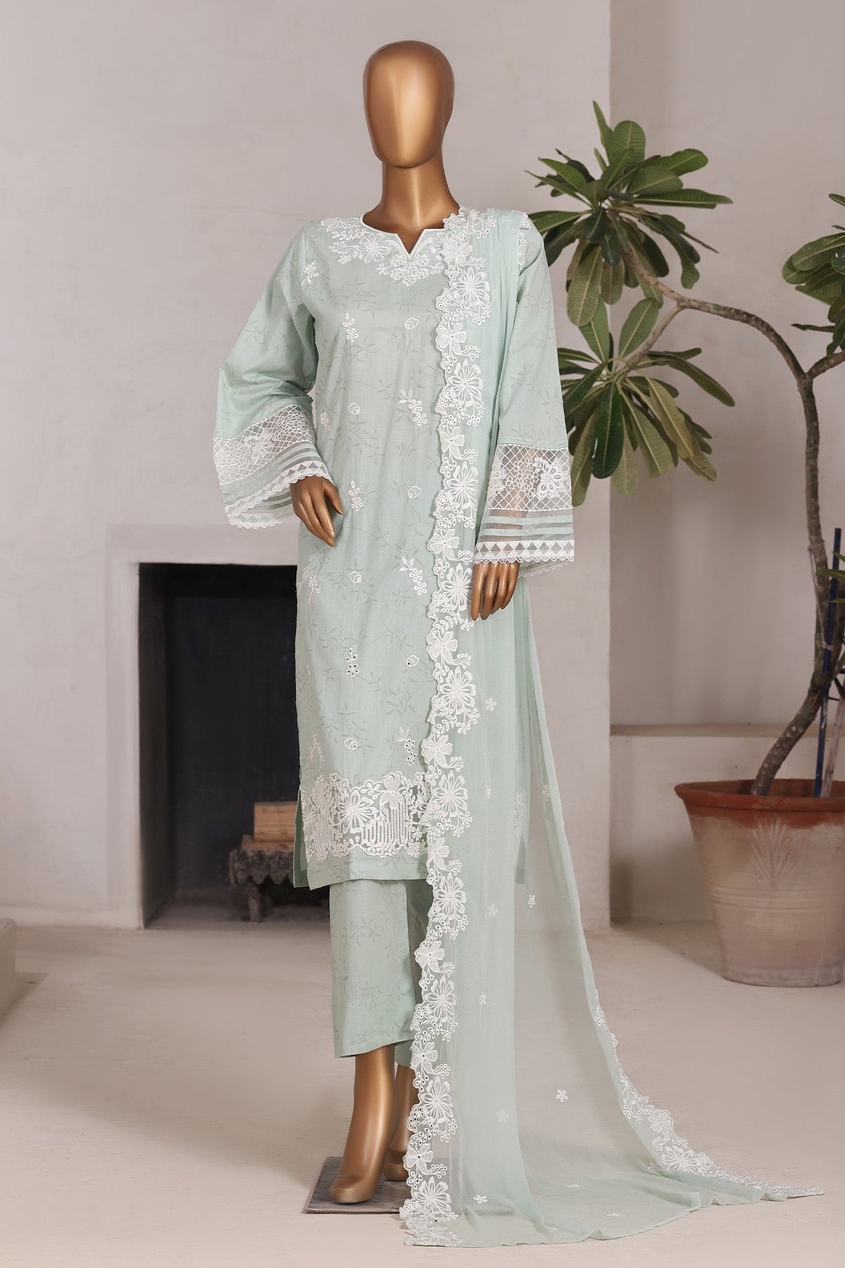 Khombi Stitched 3 Piece Luxury Cotton Collection'2025-198-AG-Kari Patta