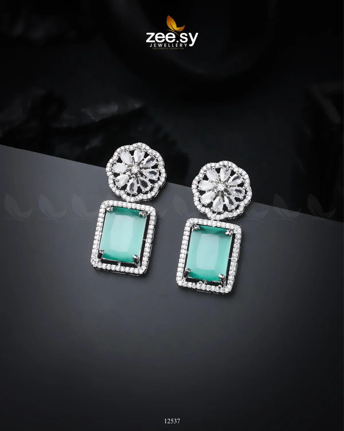Daphne Earrings Silver Mint Green - Zeesy Jewellery