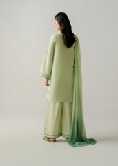 Solstic by Meerak Stitched 3 Piece Emb Lawn Suit-Matcha