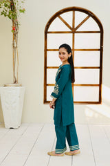 Khanak Stitched Kids-Sea Green Embroidered 2Pcs Suit KST 112