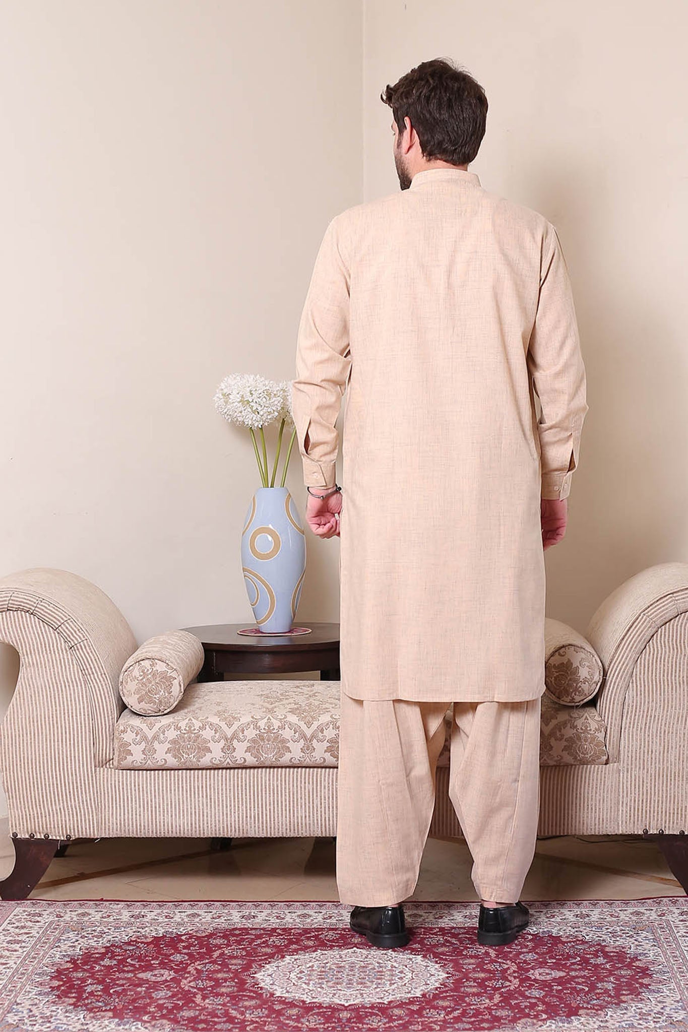 Real Image Mens Kurta Shalwar Winter Collection'2025-P-61sc Peach