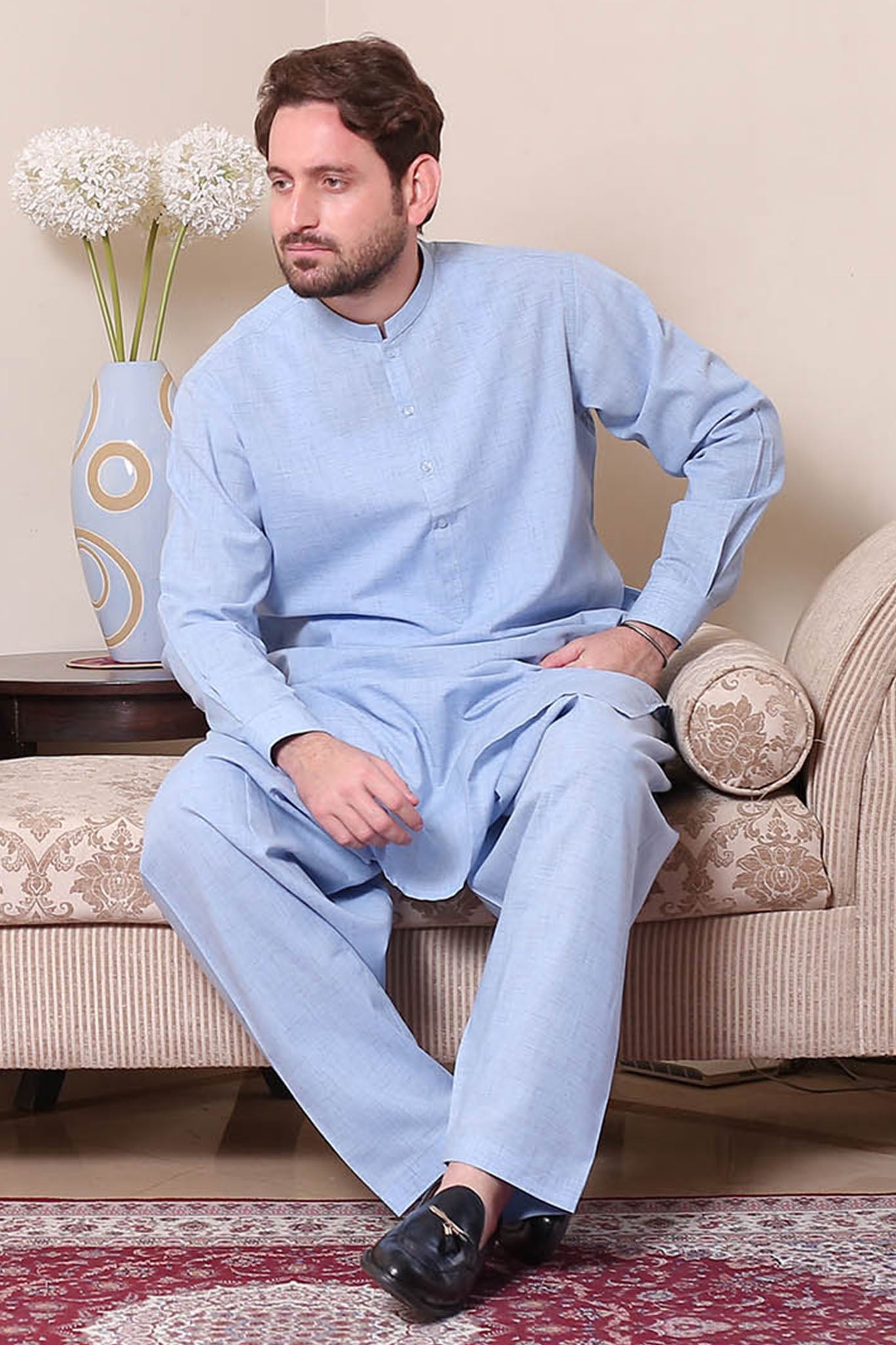 Real Image Mens Kurta Shalwar Winter Collection'2025-P-61sc Blue