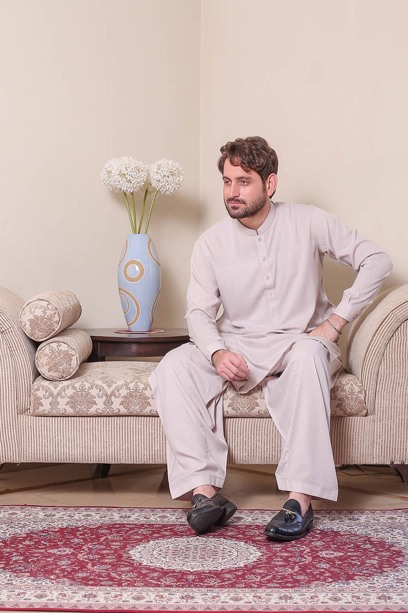 Real Image Mens Kurta Shalwar Winter Collection'2025-P-62sc Tea Pink