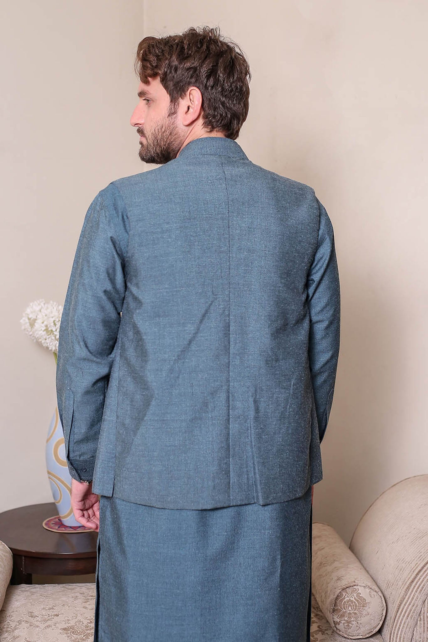 Real Image Mens Kurta Shalwar Winter Collection'2025-P-55 3Pcs Blue