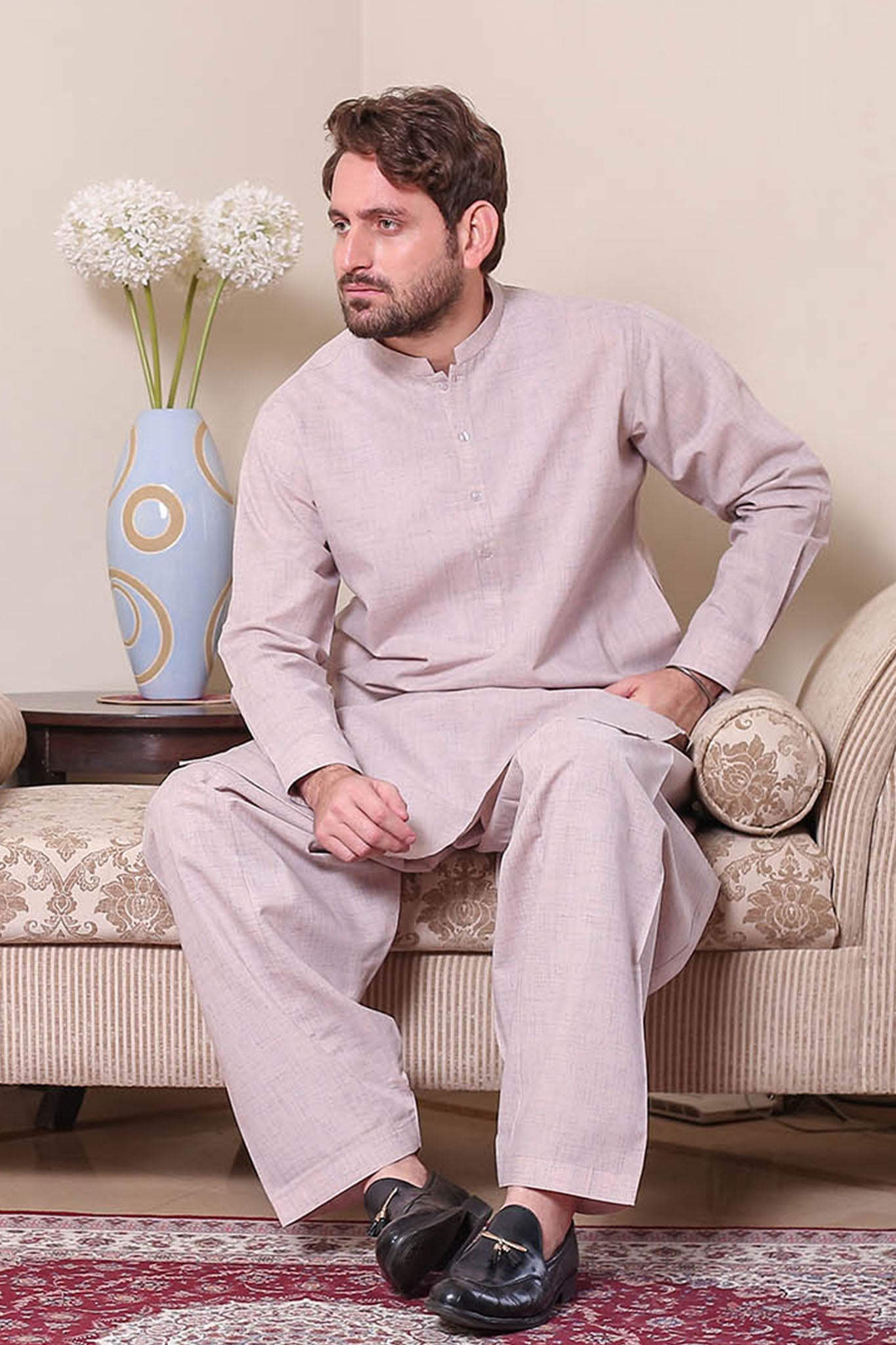 Real Image Mens Kurta Shalwar Winter Collection'2025-P-61sc Pink