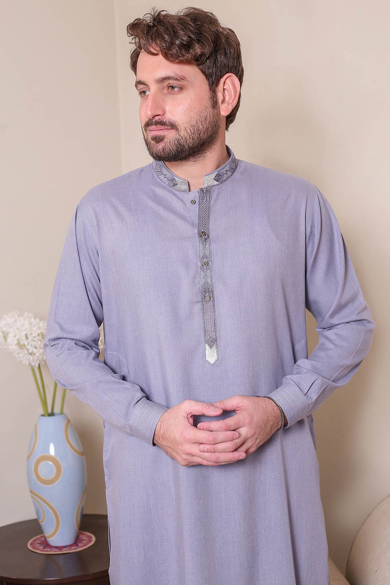 Real Image Mens Kurta Shalwar Winter Collection'2025-D-523 Grey