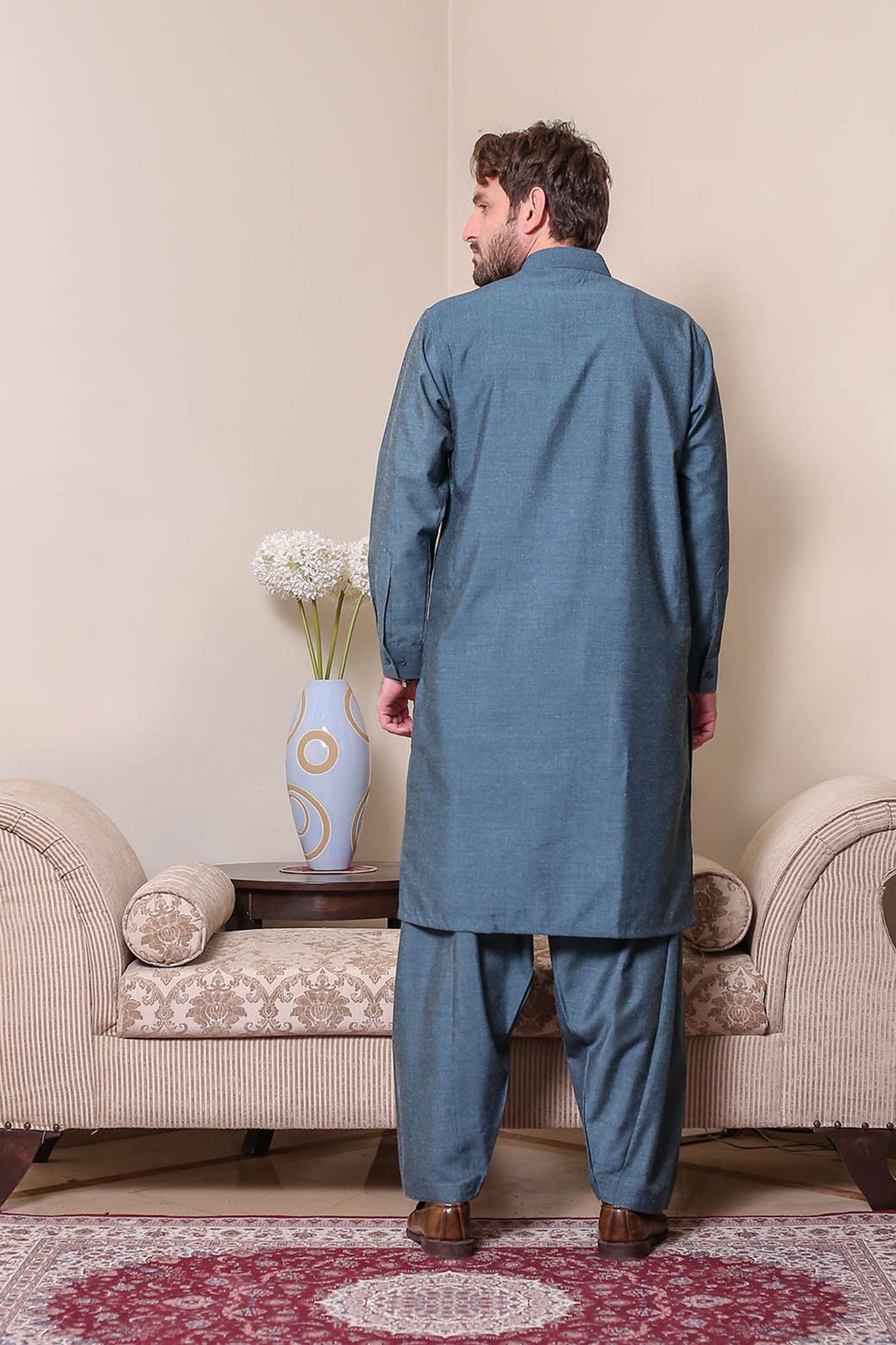 Real Image Mens Kurta Shalwar Winter Collection'2025-P-55 Blue