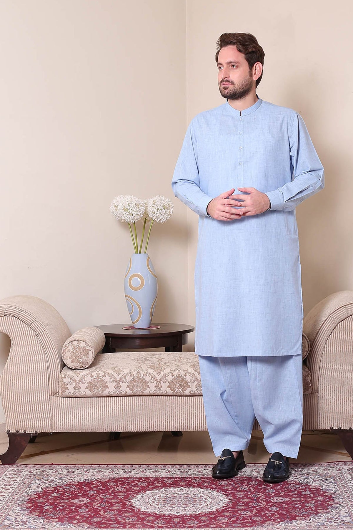 Real Image Mens Kurta Shalwar Winter Collection'2025-P-61sc Blue