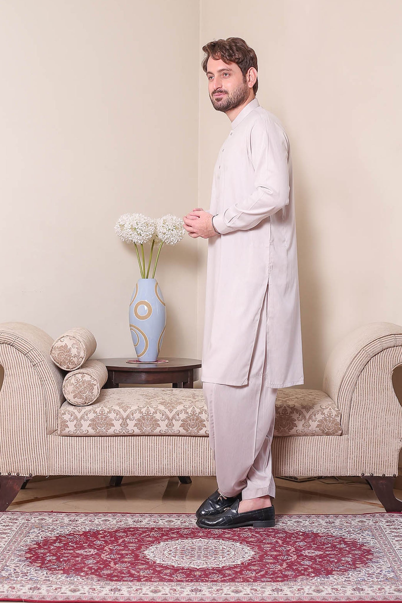 Real Image Mens Kurta Shalwar Winter Collection'2025-P-62sc Tea Pink