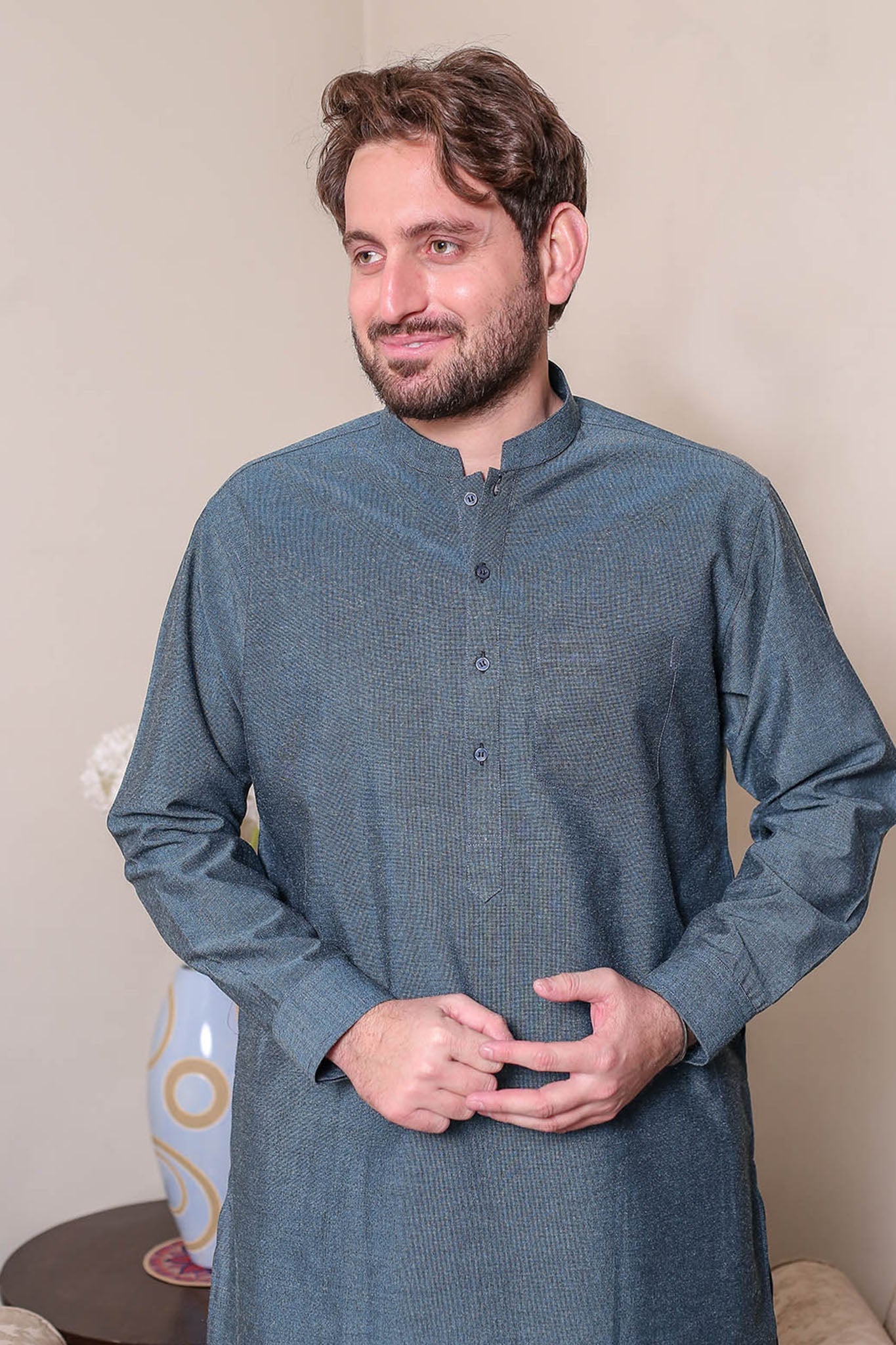Real Image Mens Kurta Shalwar Winter Collection'2025-P-55 Blue