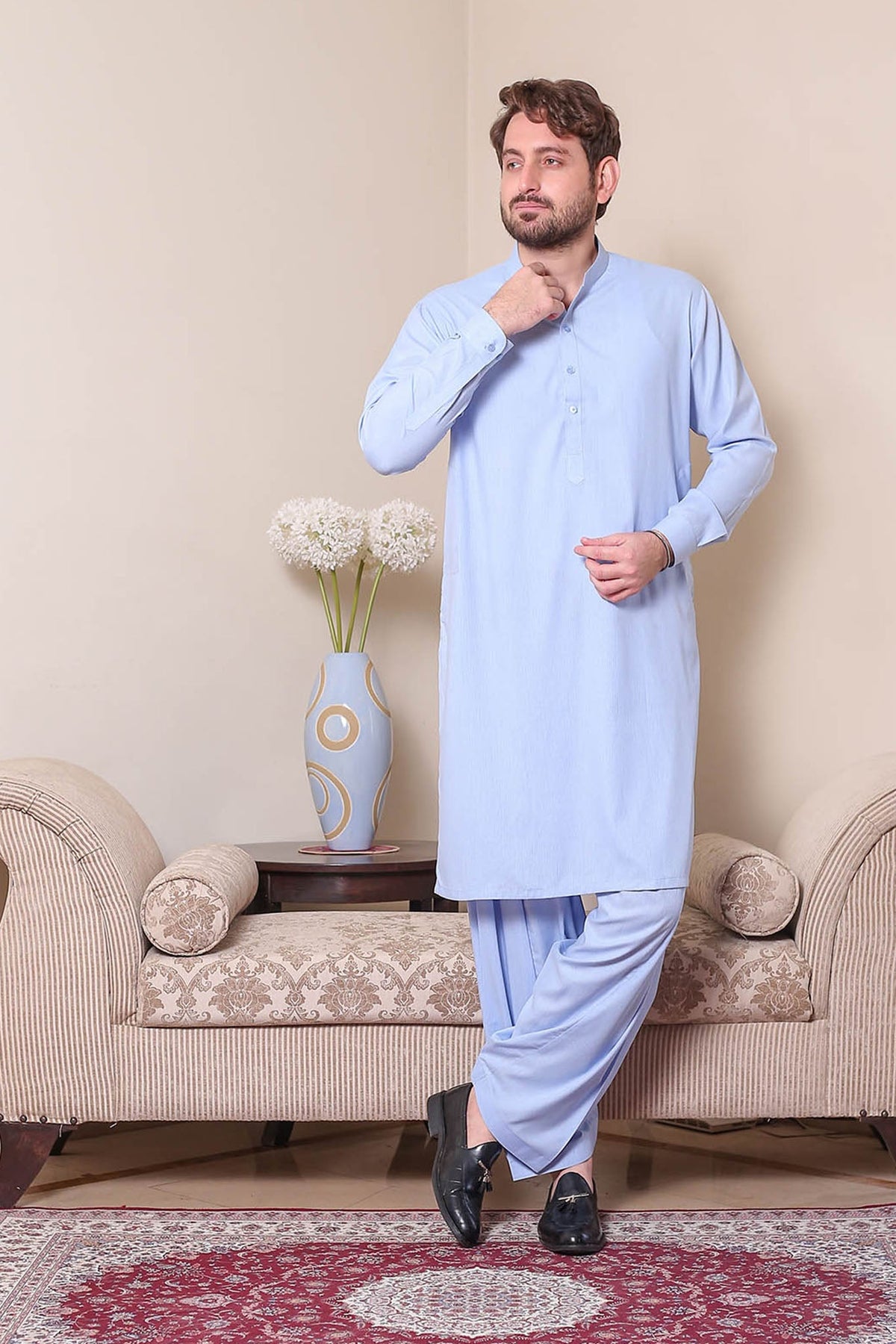 Real Image Mens Kurta Shalwar Winter Collection'2025-P-62sc Blue