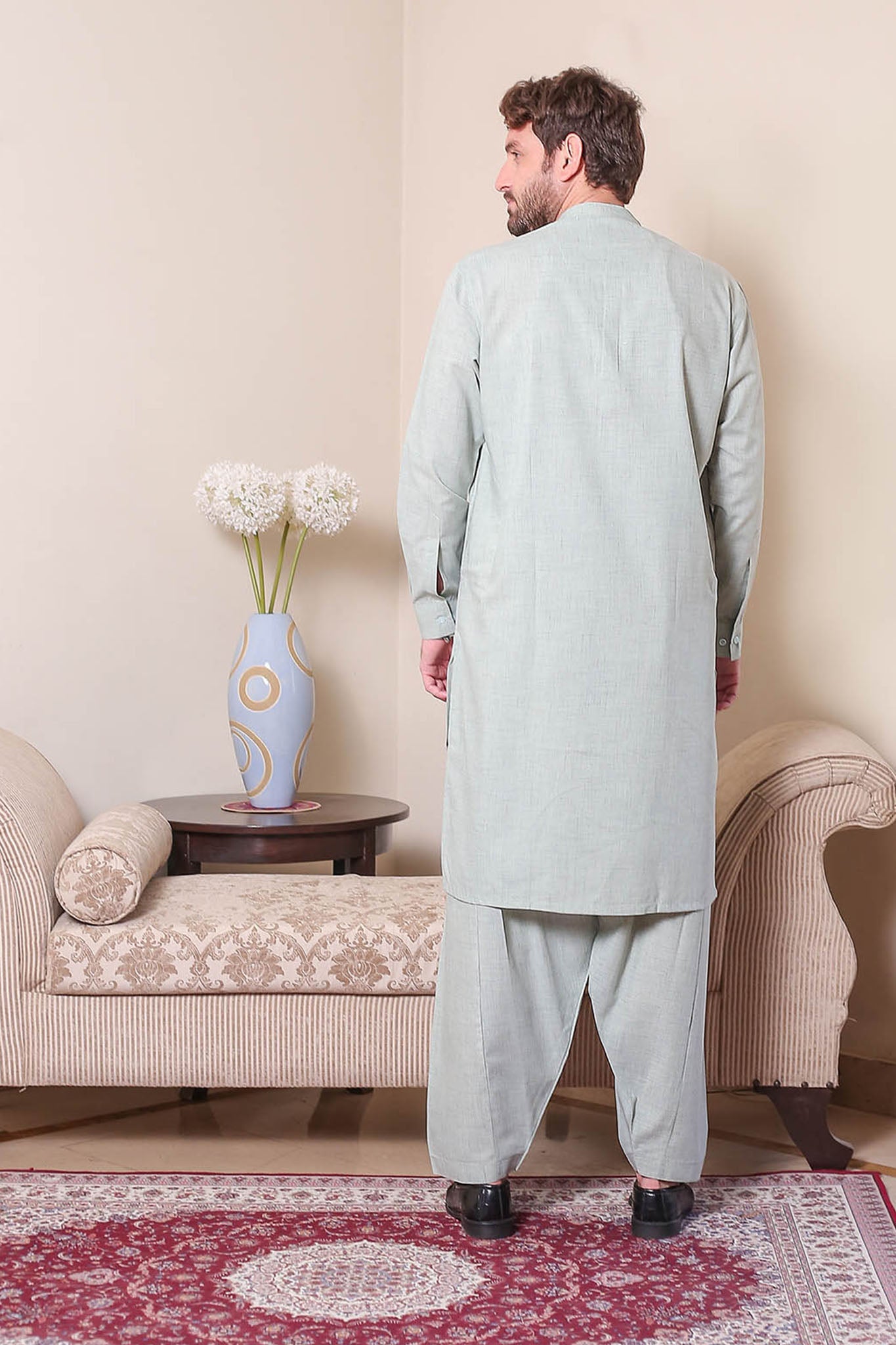 Real Image Mens Kurta Shalwar Winter Collection'2025-P-61sc Green