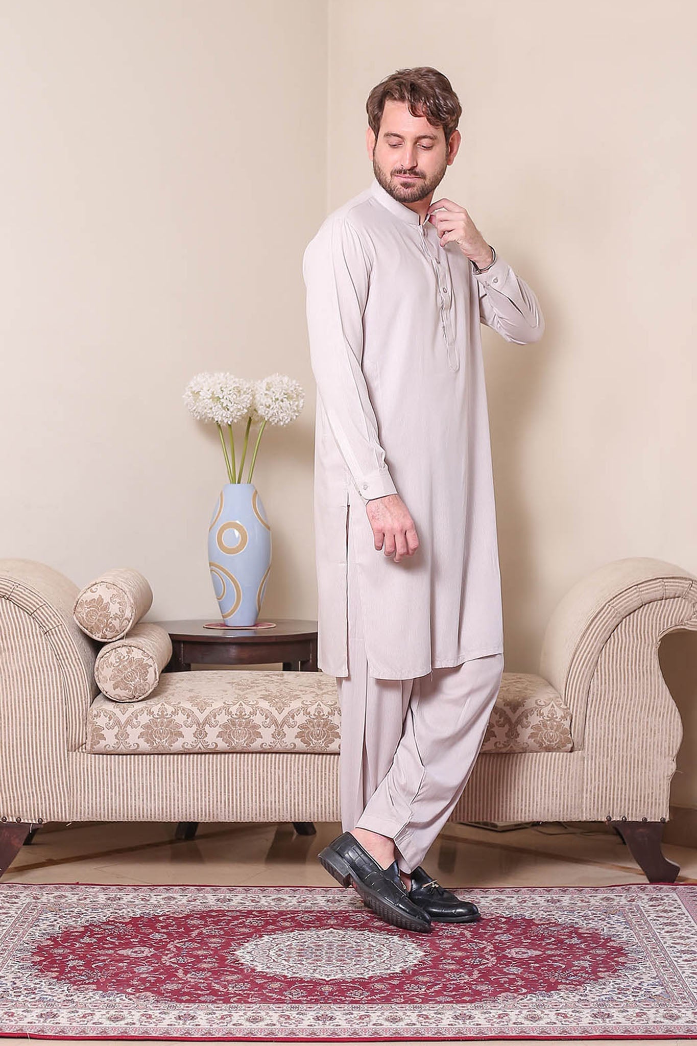 Real Image Mens Kurta Shalwar Winter Collection'2025-P-62sc Tea Pink