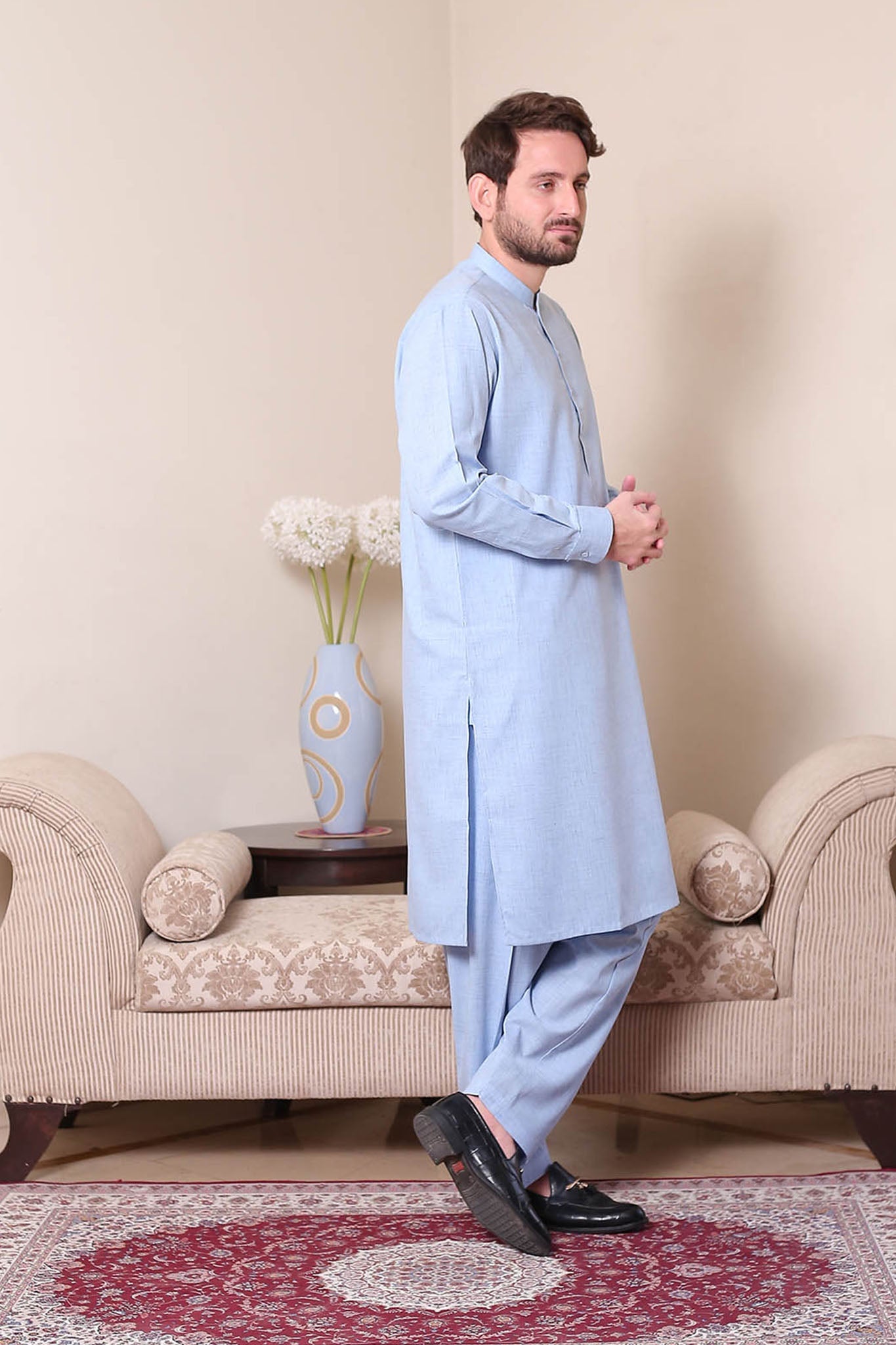 Real Image Mens Kurta Shalwar Winter Collection'2025-P-61sc Blue