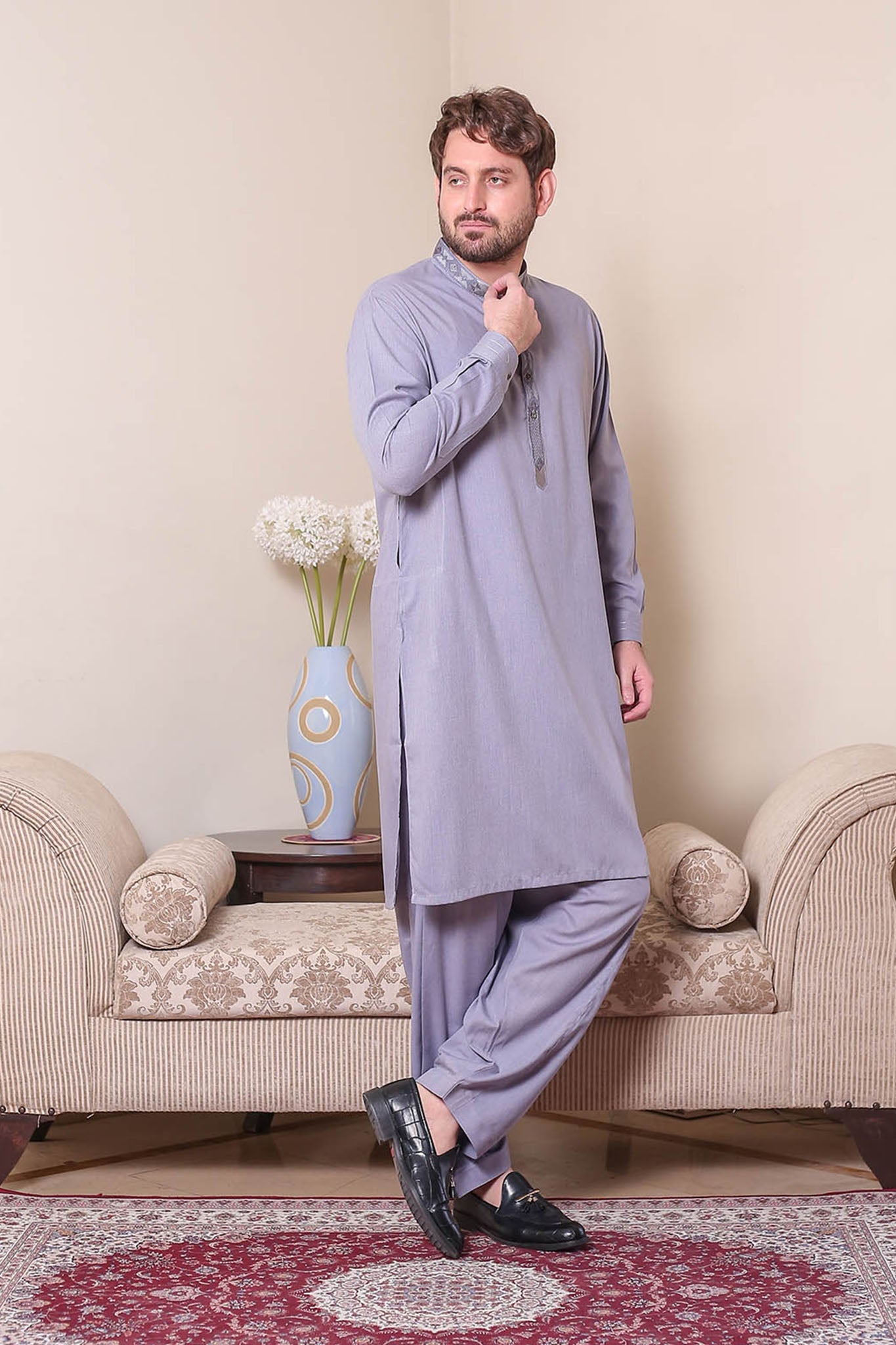 Real Image Mens Kurta Shalwar Winter Collection'2025-D-523 Grey