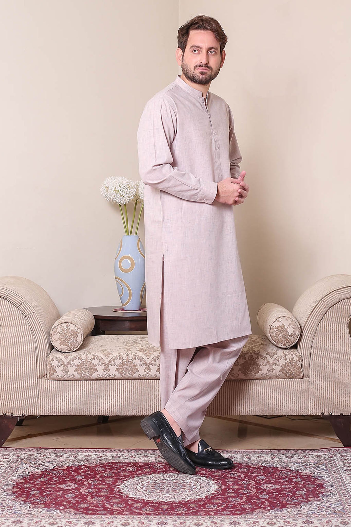 Real Image Mens Kurta Shalwar Winter Collection'2025-P-61sc Pink