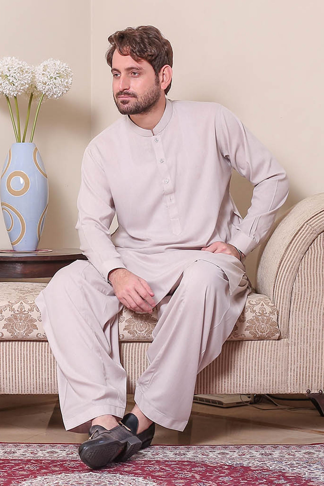 Real Image Mens Kurta Shalwar Winter Collection'2025-P-62sc Tea Pink