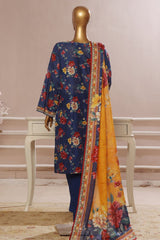 Bin Saeed Stitched 3 Piece Exclusive Emb Lawn Vol-05 Collection-SM-1942-Blue