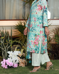 Chameli Studio-Aqua Breeze Lawn Digital Print 3 Piece Unstitched Suit-WRTS-0018