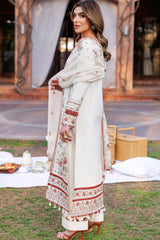Kaavish By Farasha Unstitched 3 Piece Eid Festive Lawn Suit-06-Surreal White