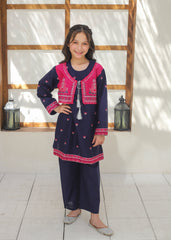 Khanak Stitched Kids-Navy Blue Koti Style 2Pcs Suit KST 135