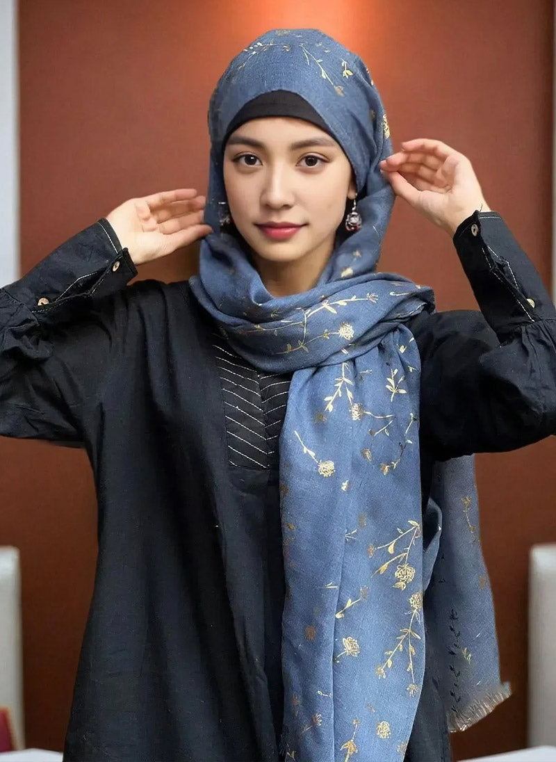 Hijab Ul Hareem Gold Foil Floral Hijabs