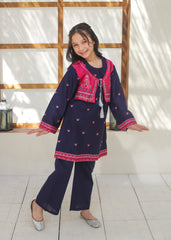 Khanak Stitched Kids-Navy Blue Koti Style 2Pcs Suit KST 135