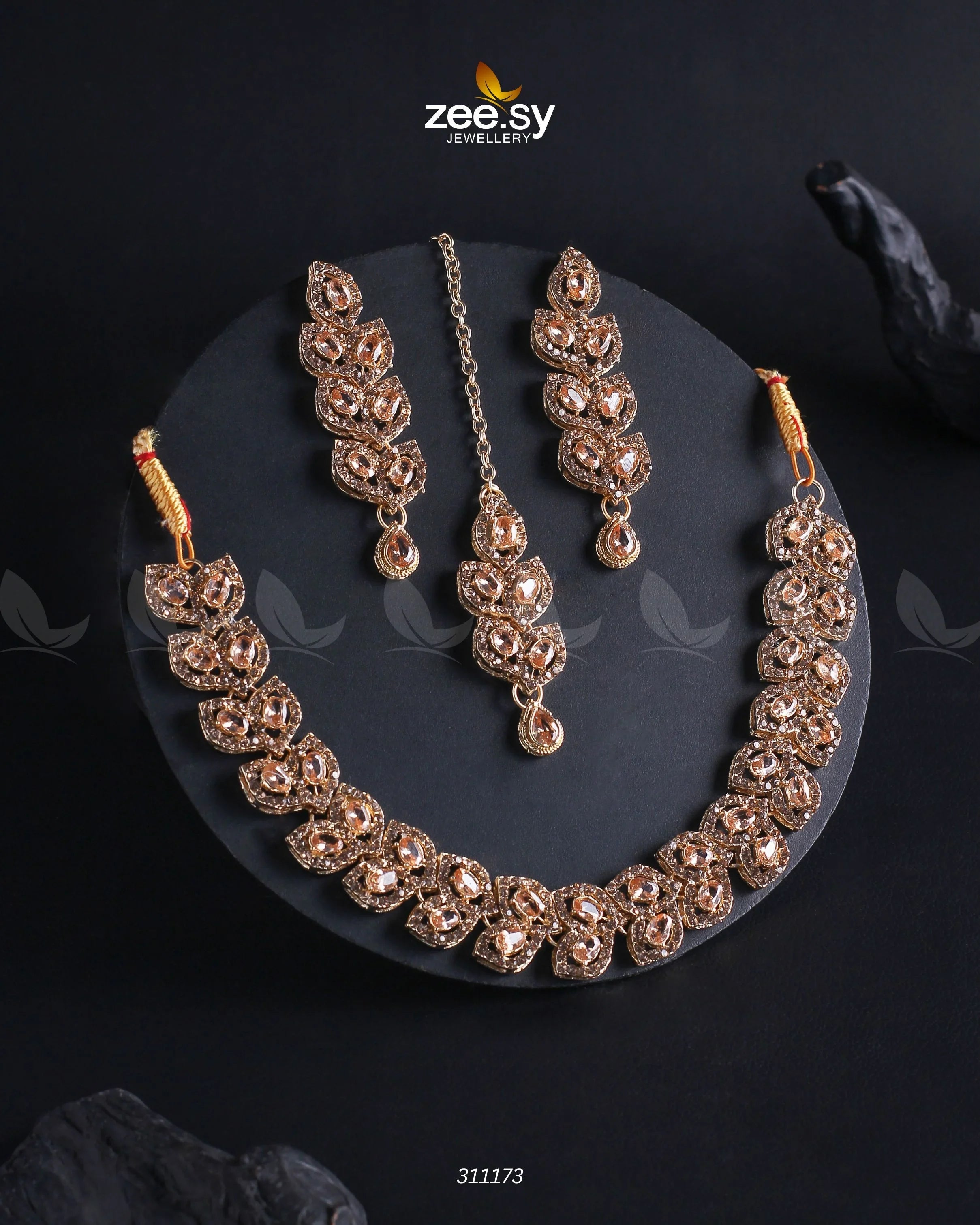 Elara Necklace Golden Champagne - Zeesy Jewellery