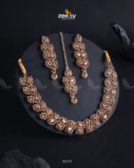 Elara Necklace Golden Champagne - Zeesy Jewellery