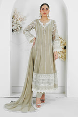 Manahils Stitched Formals Kurti 121-Crimson Glow- Light Brown