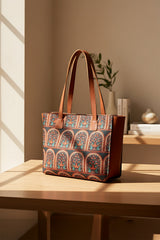 Fineur Side Rexine Canvas Tote Heritage Arch