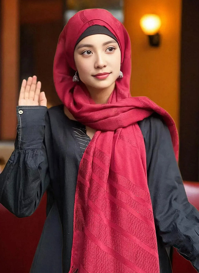 Hijab Ul Hareem Solid Self Print Fancy Hijabs
