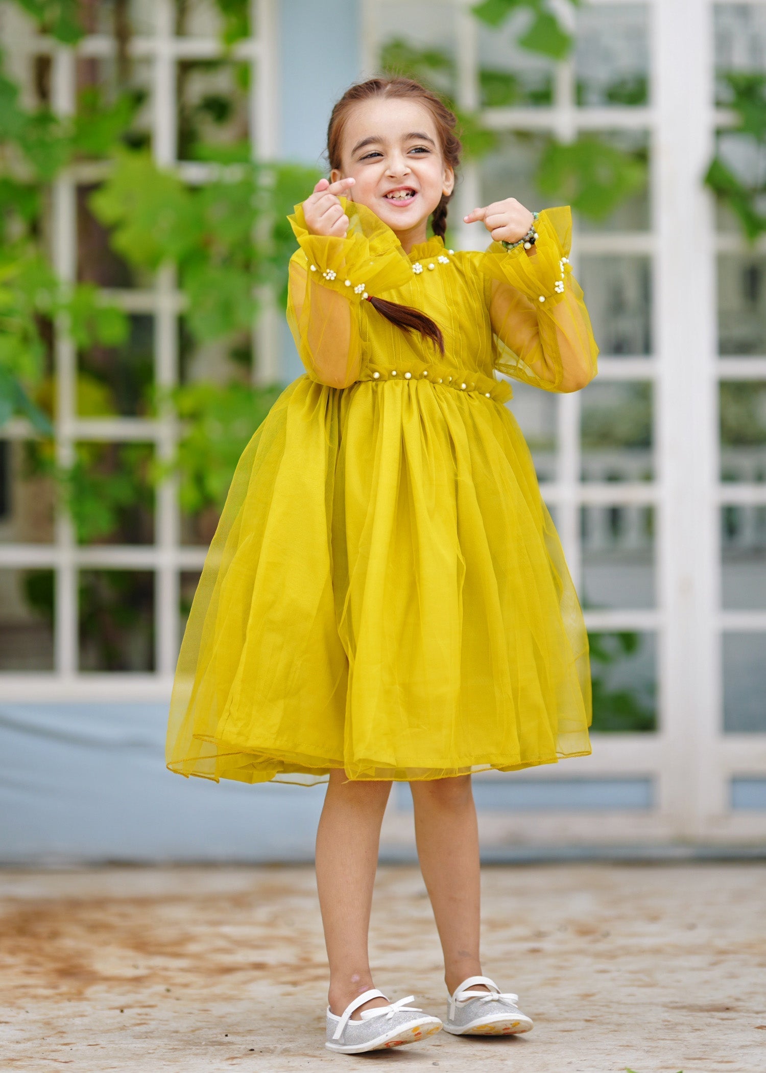 Fairy Bloom by Modest Stitched kids Formals Frock Collection'2025-Olive