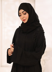 Nida Fabric Hand Work Front Open Abaya