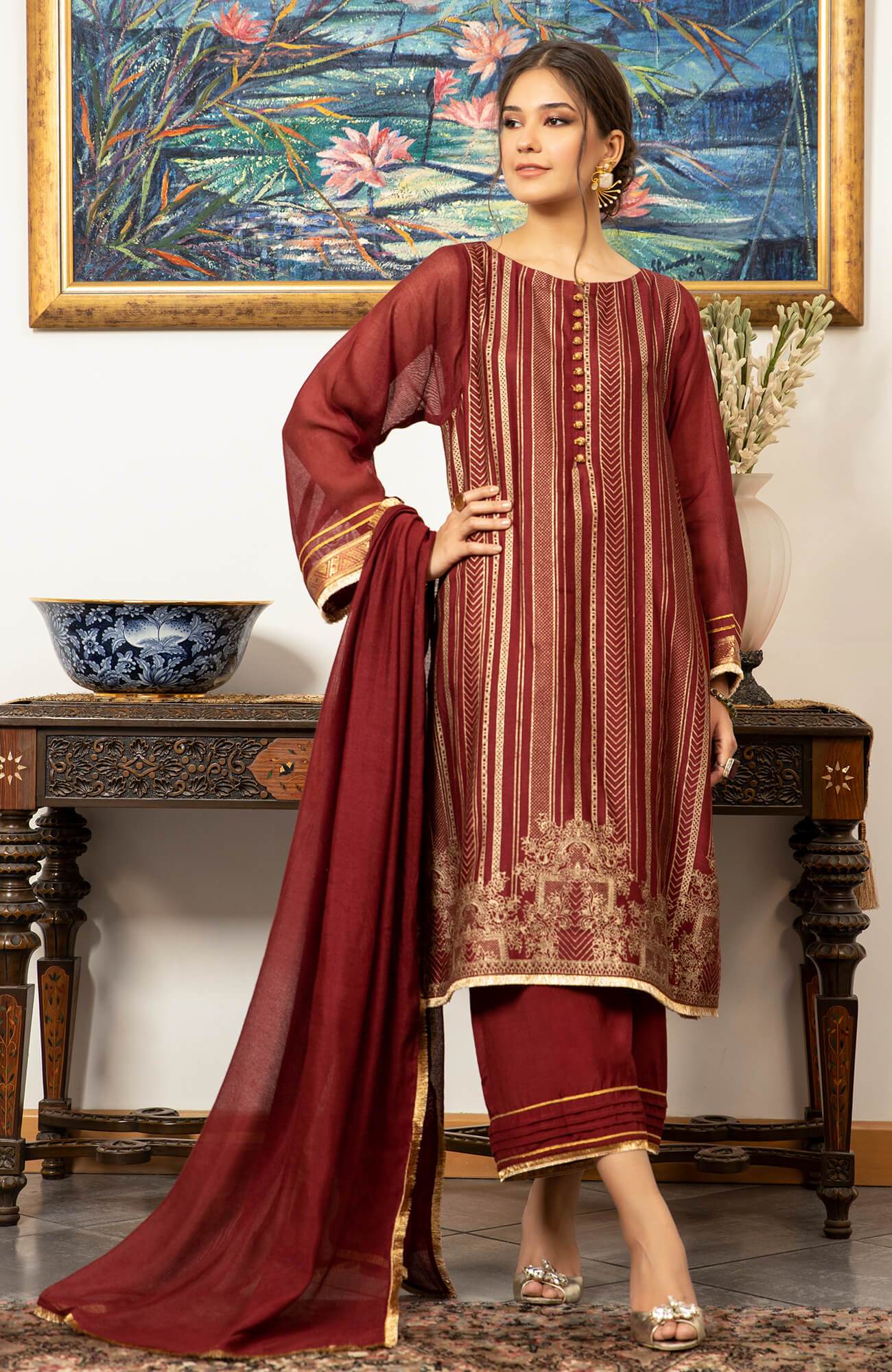 Joy Pret By Zaaviay Stitched Petunia (Three Piece)
