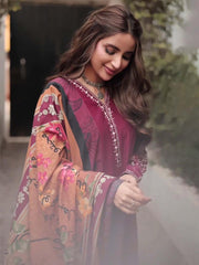 TNG Stitched 2 Piece Cotton Lawn Collection'2024-Crimson (Reddish Maroon)