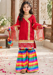 Mah e Noor By Modest Stitched 3 Piece Formals Collection-Red
