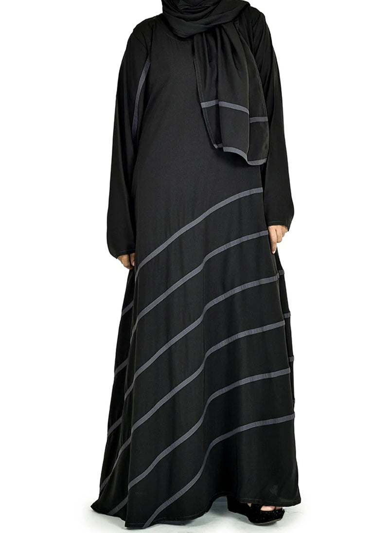 Hijab Ul Hareem Stripes Style Designer Abaya 0120-R-124