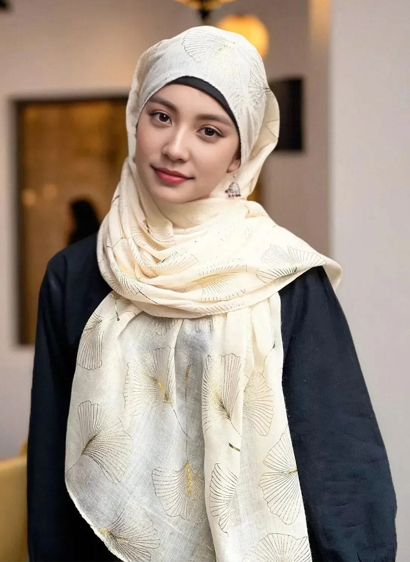 Hijab Ul Hareem Gold Foil Floral Hijabs