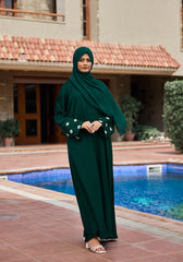 Abaya.Pk Green Floral Embroidery Abaya | Velora