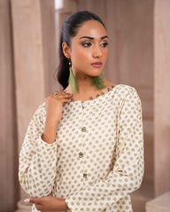 Ayla Studio Stitched PRINTED ESSENTIAL  CO-ORD - Pistachio Cream