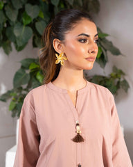 Ayla Studio Stitched SOLID ESSENTIAL  CO-ORD - Blush