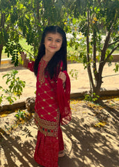 Khanak Stitched Kids-Shocking Pink Gharara-KG 017